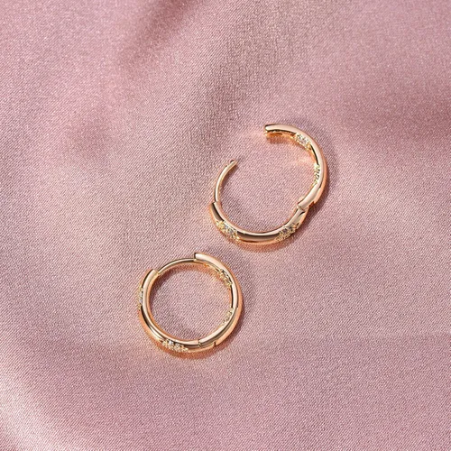 Miniatura 6 de GUEMER Aretes de aro Huggie chapados en oro de 14 quilates, delicados y gruesos, con incrustaciones de zriconia cúbica, para dormir, pequeño