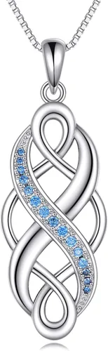 YFN Collar con colgante de ópalo creado con nudo celta irlandés, collares negros de plata esterlina para mujeres y hombres de 18 pulgadas