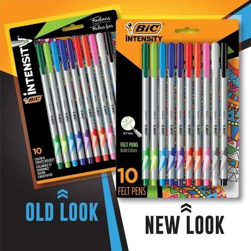 Miniatura 3 de BIC Rotuladores Intensity Fineliner de punta media (0.028 in), colores surtidos, aplicación suave, 10