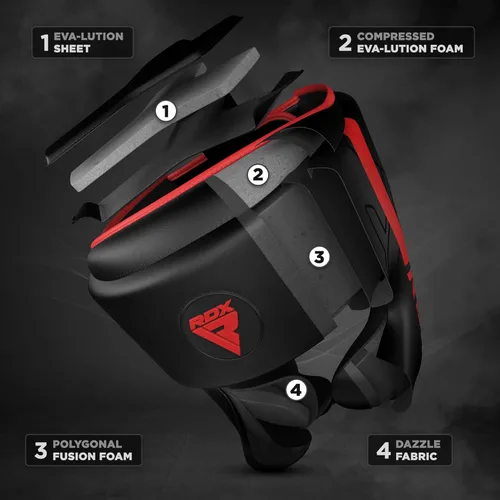 Miniatura 6 de RDX Casco de boxeo, entrenamiento de MMA, Kara acolchado ajustable, casco de Muay Thai, Kickboxing, Sparring, Artes Marciales, Karate, casco de Rojo