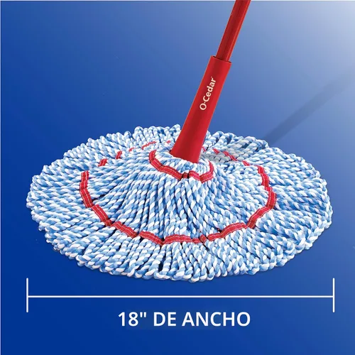 Miniatura 4 de O-Cedar MicroTwist MAX - Trapeador giratorio de microfibra con 1 repuesto adicional, cuenta con escurrir manos libres, cabezal de fregona extra