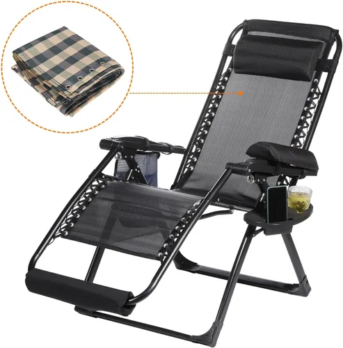 Miniatura 6 de PATIKIL Tela de repuesto para silla de gravedad, tela antigravedad, patrón cuadrado, herramienta de reparación para patio, campamento, al aire