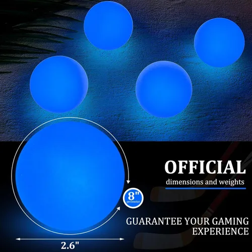 Miniatura 2 de Deekin Bolas de hockey callejero de 8 pulgadas que brillan en la oscuridad, pelotas deportivas para interiores y exteriores