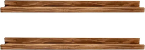 Miniatura 9 de Estantes flotantes negros para pared de 24 pulgadas con reborde, repisa moderna para cuadros, estantes de pared para fotos, decoración