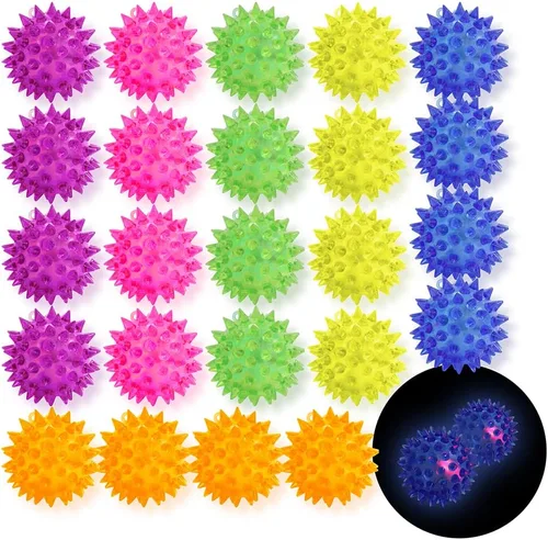 Miniatura 11 de Paquete de 6 bolas sensoriales con puntas que brillan en la oscuridad, para aliviar el estrés, bolas sensoriales con pinchos, bolas de goma