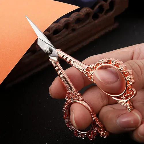 Miniatura 5 de Tijeras de costura, tijeras de bordado, tijeras de ganchillo de oro rosa de 4.5 pulgadas con funda para manualidades, punto de cruz, costura, obras