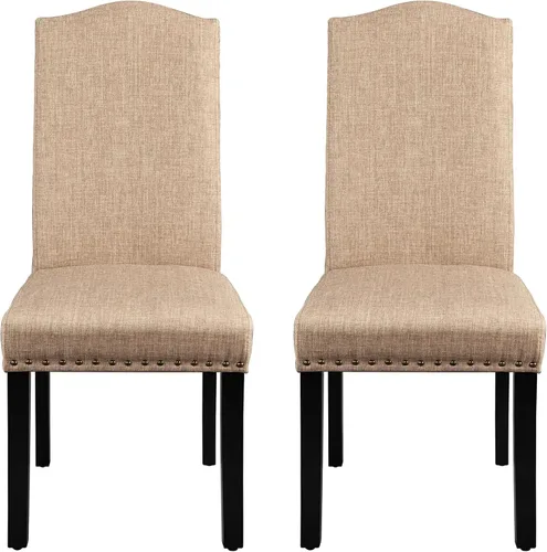 Miniatura 10 de Topeakmart Sillas Parson de tela de estilo clásico con patas de madera de goma y respaldo tapizado para comedor, sala de estar, hotel, restaurante