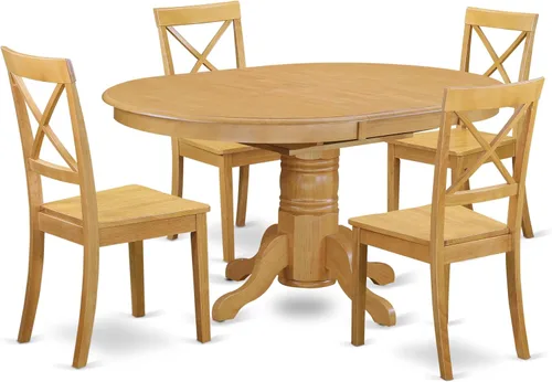 Miniatura 13 de East West Furniture AVBO5-LWH-LC - Juego de comedor de 5 piezas que incluye una mesa de comedor ovalada con hoja de mariposa y 4 sillas tapizadas