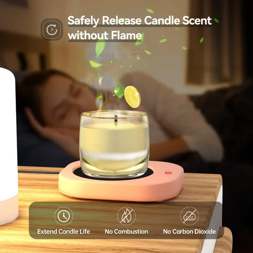 Miniatura 3 de Calentador de cera de cera mejorada para velas en frascos, libera de forma segura aromas sin llama, calentador de tazas de café para escritorio
