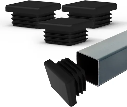 Miniatura 11 de Prescott Plastics Tapones de agujero de plástico acanalado de perímetro exterior de 1/2 pulgada (0.500 in), tapas cuadradas de tubo de metal negro