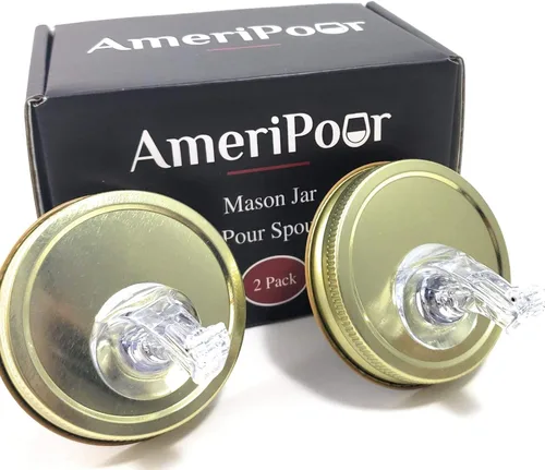 Miniatura 16 de Mason Jar Pour Spouts Stainless With Flap - Para Moonshine y Whisky - Hecho 100% en los Estados Unidos. Boquillas de tarro Mason de flujo libre que