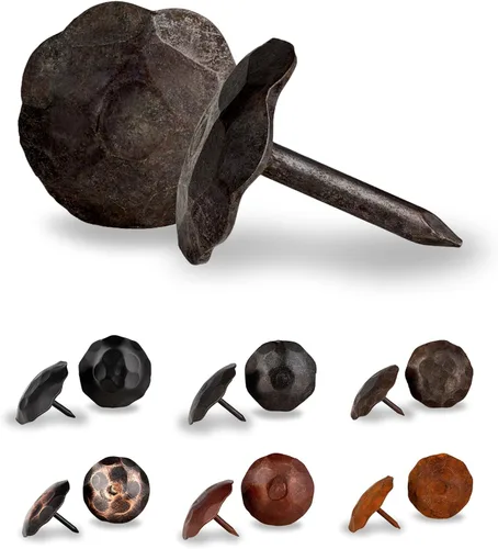 Miniatura 7 de Paquete de 25 clavos decorativos de 1,25 pulgadas de cabeza redonda grande – oxidados – sujetadores rústicos redondos hechos a mano para persiana