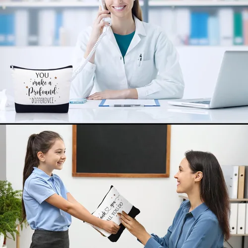 Miniatura 6 de 30 piezas de regalos de agradecimiento a los empleados, bolsas de maquillaje de lona inspiradoras, bolsa de cosméticos a granel con cremallera