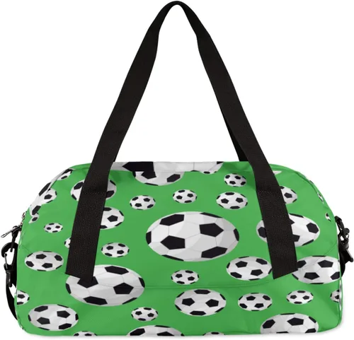 Miniatura 5 de Bolsa de lona para niños y niñas, adolescentes, impermeable, para gimnasio, deporte, bolsa de baile, Patrón de fútbol de fútbol