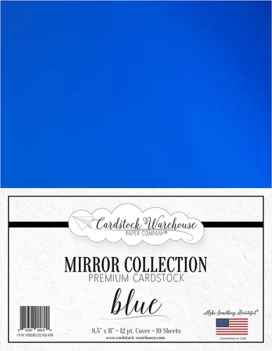 Cardstock Warehouse - Espejo azul – 8.5 x 11 pulgadas – 12 Pt. / 270 Gsm Cartulina reflectante premium – 10 hojas Dorado