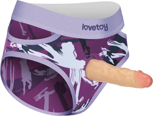 Miniatura 3 de Lovetoy Arnés de consolador con correa en el arnés de consolador morado suave con correa con junta tórica elástica de silicona de 1.6 pulgadas