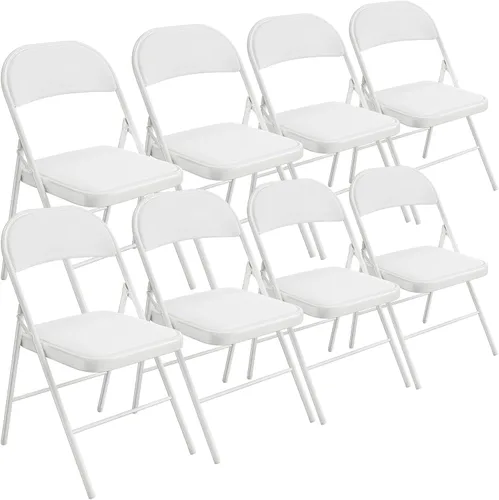 Miniatura 15 de Bonnlo Silla Plegable con Cómodo Cojín Acolchado y Respaldo, Sillas Plegables Portátiles para Exterior, Eventos de Oficina, Bodas, Cuero Pu, 4 Negras