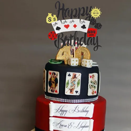 Miniatura 5 de 1 pieza de decoración de pastel de casino juego de fichas de póquer jugador de feliz cumpleaños pastel Pick decoraciones para Las Vegas Casino noche