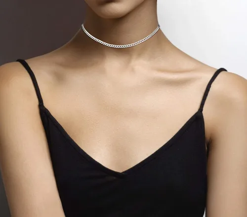Miniatura 3 de Miabella Figaro de plata de ley 925, con cuentas de Singapur, brillante, cadena de eslabones cubanos, gargantilla ajustable para mujer, fabricada