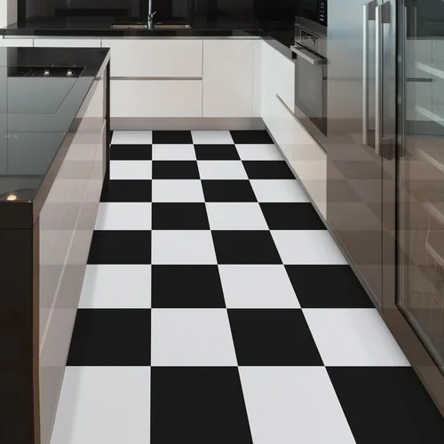 Miniatura 5 de Alow Azulejos autoadhesivos para despegar y pegar, 20 piezas en blanco y negro, suelo de vinilo impermeable, suelo de vinilo fácil de colocar