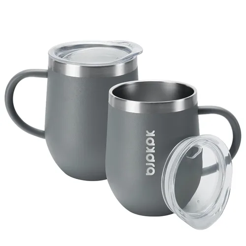 Miniatura 17 de BJPKPK 2 tazas de café aisladas, vaso aislado de 14 onzas con tapa, tazas de café de acero inoxidable con tapa a prueba de salpicaduras, color negro