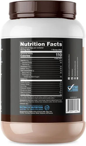 Miniatura 3 de NutraOne Proteína aislada de suero en polvo IsolateOne - Polvo aislado de suero 100% puro (chocolate Gourmet, 2 libras)