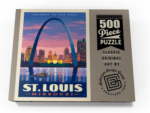 Miniatura 4 de MyPuzzle St. Louis, MO: Gateway Arch At Sunset, póster vintage, rompecabezas prémium de 500 piezas para adultos