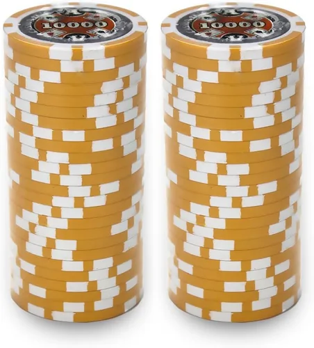 Miniatura 2 de Brybelly Ace Casino Poker Chip - Compuesto de arcilla pesada de 0.49 oz, paquete de 50 $10000 naranja
