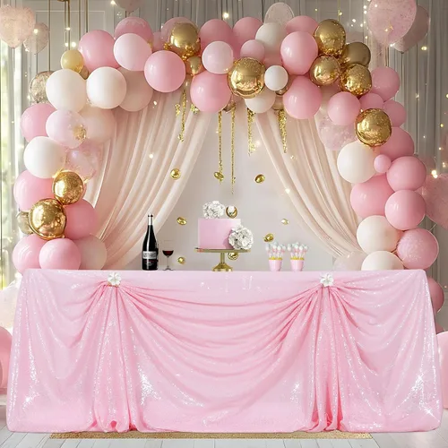 Miniatura 202 de PartyDelight Mantel de lentejuelas redondo de 50 pulgadas, color dorado claro, adorno de mesa para decoración de bodas, fiestas, cumpleaños
