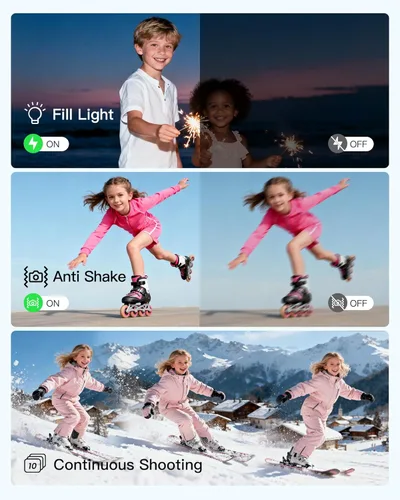 Miniatura 6 de Cámara digital, cámara FHD 1080P para apuntar y disparar con tarjeta SD de 32 GB, 2 baterías, zoom 16X, antivibraciones, diseño pequeño compacto