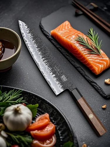 Miniatura 7 de Shan Zu - Cuchillo de chef japonés de 8 pulgadas, cuchillo Gyuto forjado a mano de 9 capas de acero de alto carbono 10CR18MOV, cuchillo profesional