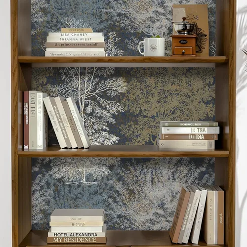 Miniatura 3 de Papel tapiz vintage para despegar y pegar, diseño de árbol dibujado a mano para baño, paredes de dormitorio, armarios, estantes, mural de papel