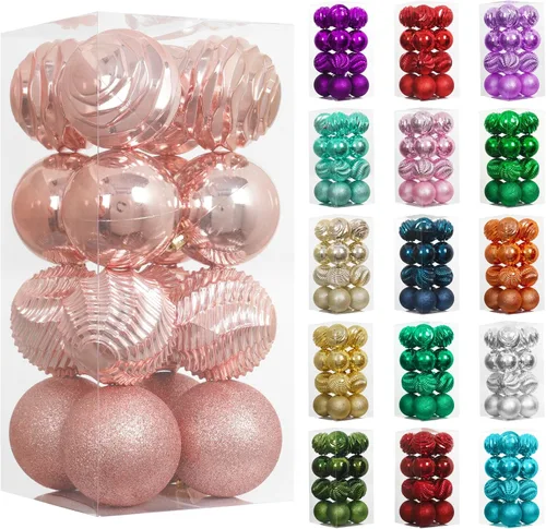 Miniatura 52 de XmasExp - Juego de 24 adornos de bola de Navidad mini irrompibles, adornos para árbol de Navidad, bolas de árbol de Navidad de 30 mm/1.18 pulgadas