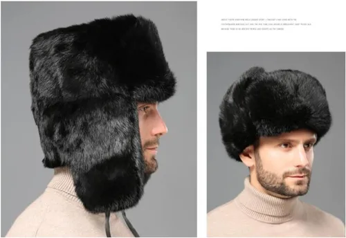 Miniatura 5 de Sombrero de invierno cálido y resistente al viento para hombre, de piel sintética, suave y térmica, para caza, esquí, senderismo, sombrero de nieve