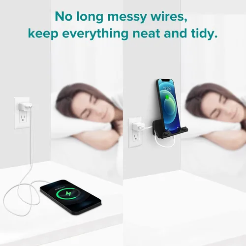 Miniatura 2 de HomeMount Soporte de pared manos libres para teléfono con tira adhesiva para dormitorio, sala de estar, cocina, compatible con todos los teléfonos