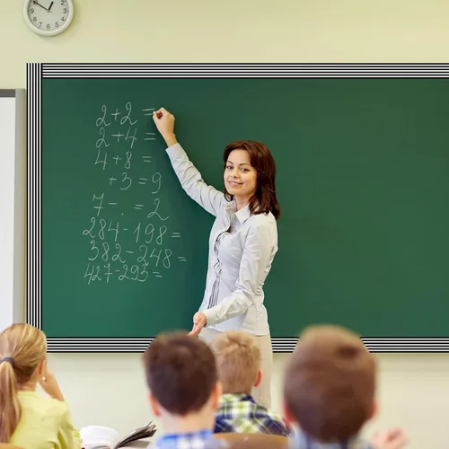 Miniatura 6 de Zonon Borde para tablón de anuncios para el aula, 65 pies, bordes rectos, decoración de aula o escuela del hogar (moderno)