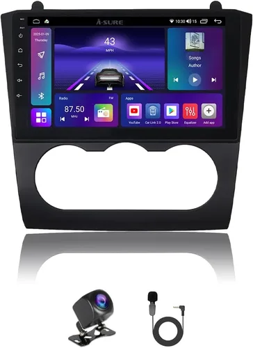 ASURE Kit de radio estéreo de coche de 9 pulgadas para Altima 2007-2012 manual de aire acondicionado, 8Core 4G+64G unidad de navegación GPS para