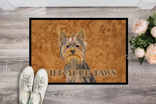Miniatura 2 de Caroline's Treasures KJ1219MAT Yorkie/Yorkshire Terrier Wipe Your Paws - Tapete para puerta delantera, 18 x 27 pulgadas, tapete para interiores