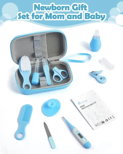 Miniatura 7 de Lictin - Kit de cuidado y salud para bebés, kit de cuidado de la salud de seguridad para recién nacidos con cepillo para el cabello, peine, Azul bebé