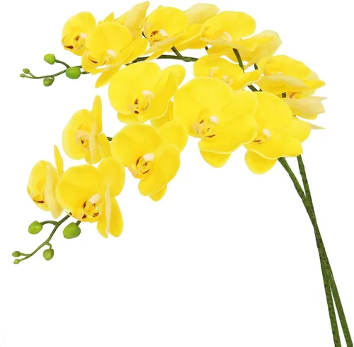 Miniatura 8 de Htmeing Flores artificiales de Phalaenopsis de 38 pulgadas, ramas de tacto real (no seda), flores de orquídeas para decoración de hogar, oficina