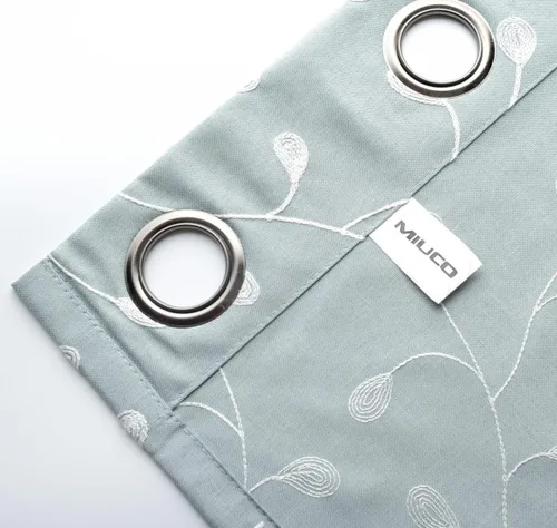 Miniatura 4 de Miuco - Cortinas con ojales de lino sintético, semitransparentes, bordadas con flores, para sala de estar Espuma de mar