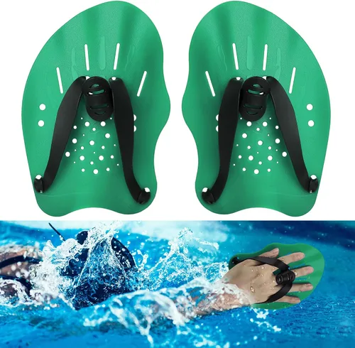 Miniatura 10 de Hianjoo Aletas de Mano para Natación para Adultos y Jóvenes (1 Par), Aletas de Natación de Fuerza de Entrenamiento para Piscina, Accesorios
