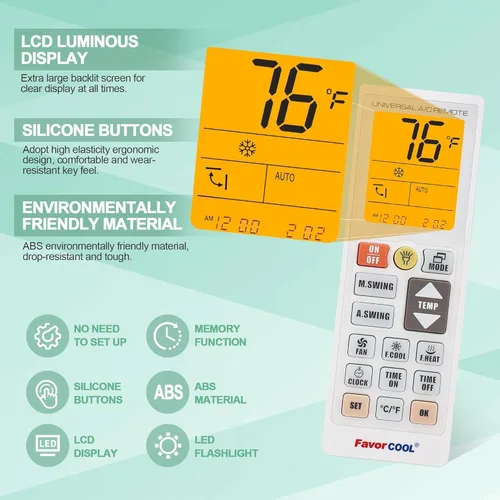 Miniatura 6 de Control remoto universal de aire acondicionado todo en uno LCD universal AC control remoto para Mitsubishi FUJITSU LG Midea Samsung Daikin Panasonic