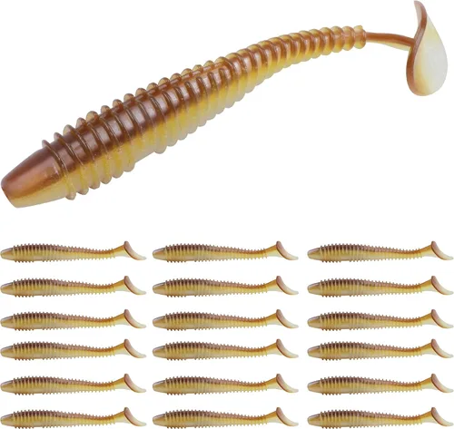 Miniatura 29 de RUNCL Swimbaits - Paleta de 10/20/30/40 unidades, cola de paleta de 5/4/3/2 pulgadas, señuelo suave para lubina de trucha, cebo de plástico duradero