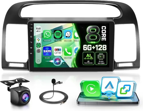 Miniatura 13 de 4G+64G Android Car Stereo Carplay para Toyota Camry 2000 2001 2002 2003 2004 2005 2006, Rimoody 9 pulgadas pantalla táctil radio de coche
