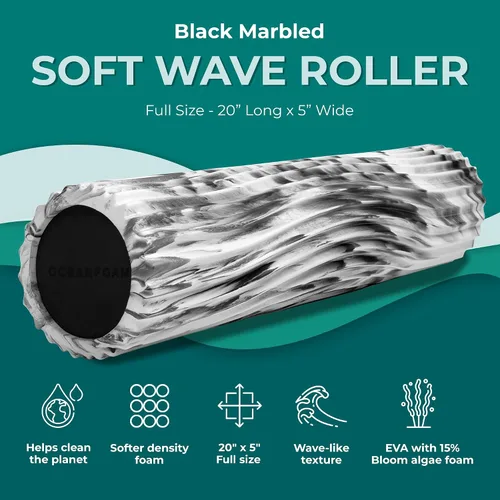 Miniatura 2 de Oceanfoam Soft Tidal Roller (mármol negro) - Rodillo de espuma de baja densidad para terapia física, dolor de espalda, ejercicio y estiramiento