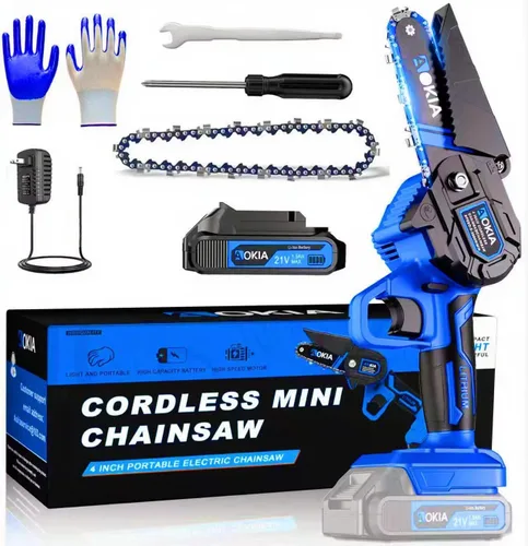 Miniatura 12 de AOKIA Motosierra Eléctrica Mini Inalámbrica, Pequeña de Mano 20V de 2 Baterías con Cargador, Motosierra de 6 Pulgadas, Operada con Batería, para Uso