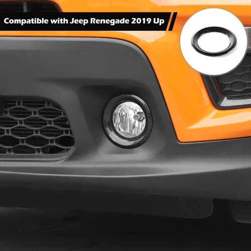 Miniatura 4 de RT-TCZ Para Renegade Luz antiniebla Delantera Cubierta Trim Anillo para Jeep Renegade 2019 up Fibra de Carbono Accesorios Exterior 2 unids