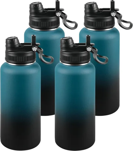 Miniatura 82 de Botella de agua aislada de 22 onzas, tapa 2 en 1 a prueba de fugas (sorbo/pajilla) + asa, botella de acero inoxidable para deportes, viajes, trabajo