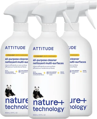 Miniatura 9 de ATTITUDE Spray limpiador multiusos, verificado por EWG, vegano, fabricado con 94% de ingredientes a base de plantas, sin rayas para cocina, baño